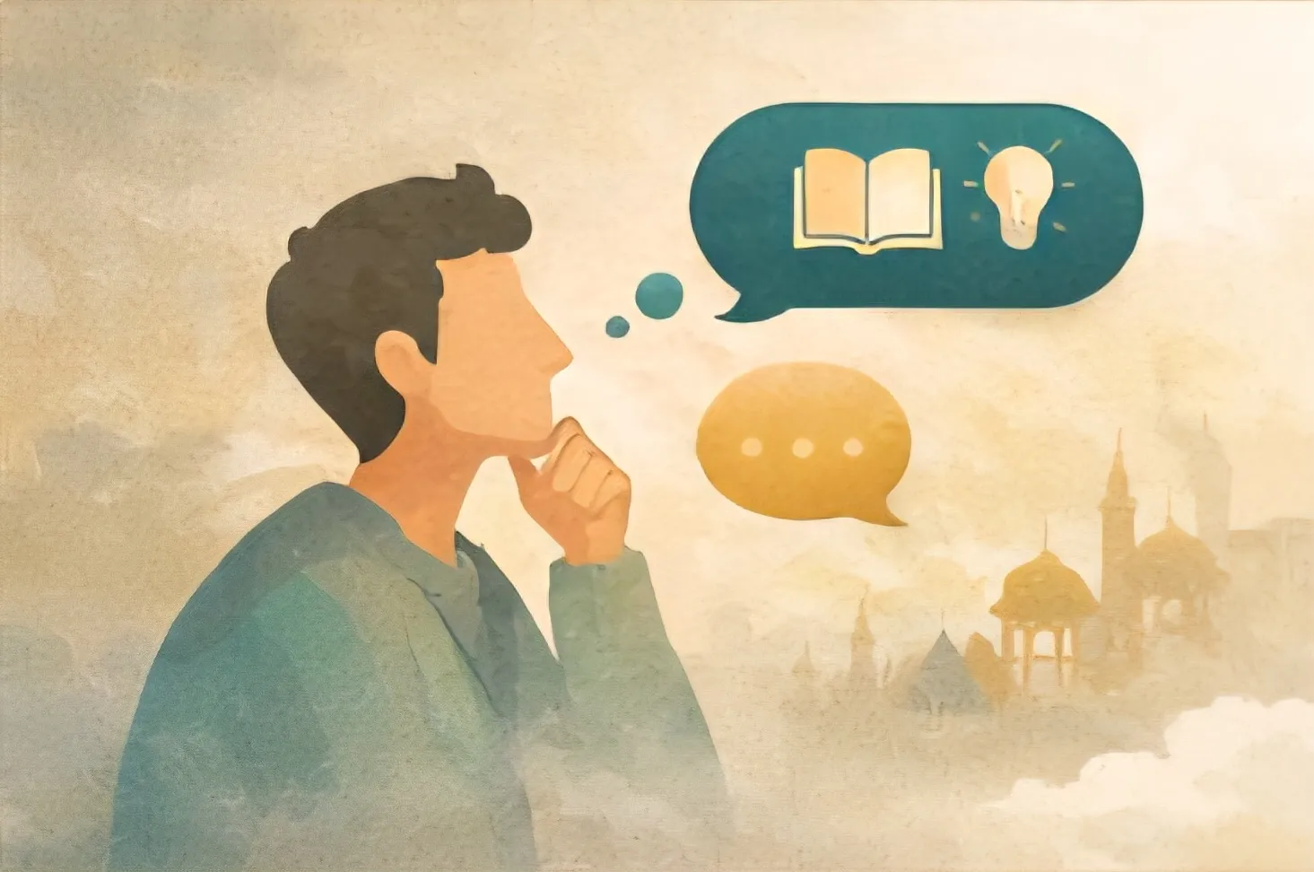 Person thinking about Rumi's wisdom
